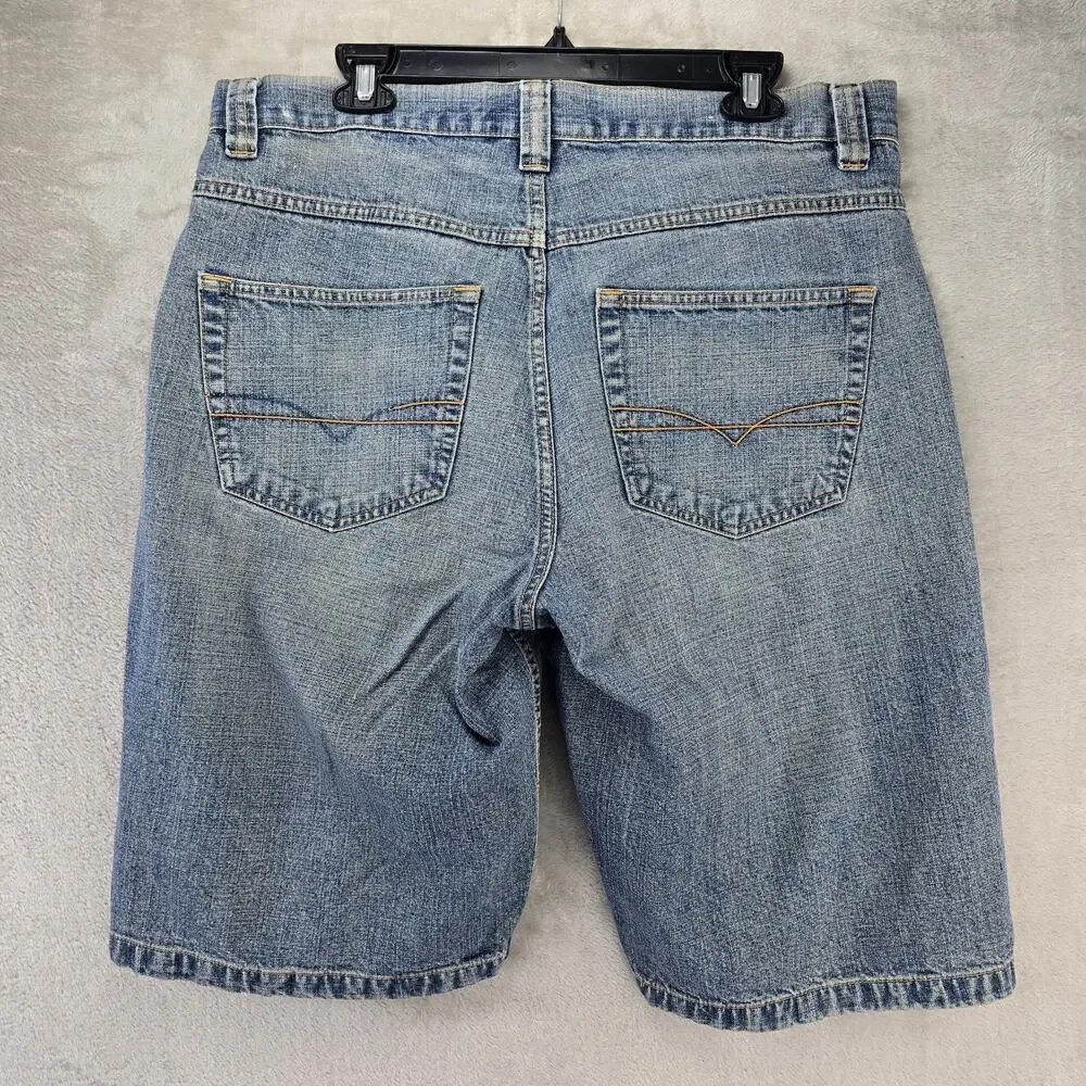 Vintage Anchor Blue Baggy Shorts Mens 34 (Fits 36x12) Blue Denim Jorts Y2K STAIN